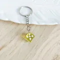 Creative small yellow transparent acrylic dice keychain charm for bag decoration DIY - Yellow