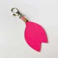 Fuchsia leaf-shaped keychain accessory made of soft Korean velvet for fashion bags - Rose Red