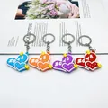 Decorative set of four 3D silicone heart keychains in blue orange purple and red - Chain Heart Random Multicolor