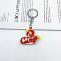 Cute red double heart silicone keychain pendant for bags and car keys accessory gift - Chain Red Heart