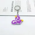 Cute purple silicone heart-shaped keychain with white 'LOVE' text for bags and keys - Chain Purple Heart