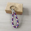 Llavero de cuero trenzado tricolor rojo blanco azul para llaves de coche y bolsos - Estilo Multicolor 2