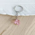 Translucent pink acrylic dice keychain bag charm for creative DIY gift and accessory - Light Pink