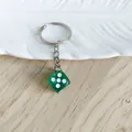 Vibrant green translucent acrylic dice keychain pendant for bag decoration or DIY gift - Dark Green