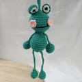 Colgante de rana de peluche tejido a mano a ganchillo para bolsos o llaves de coche - Estilo de Rana 1