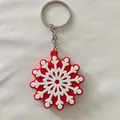 Porte-clés flocon de neige en silicone rouge et blanc pour cadeaux et déco de Noël - Flocon de Neige Rouge (Style Chaîne)