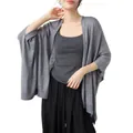 Grey lightweight sun protection knit shrug shawl cardigan for women over sleeveless top - One Size / Robe / Gray