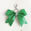 Portachiavi a fiocco glitterato verde festivo con centro in strass per ciondolo borsa - Verde