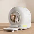 Large automatic self-cleaning cat litter box in white with smart odor control - Smart Control Style with Heightening Pedal / CN Plug / Off White