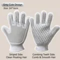 Grauer Fellpflegehandschuh für Katzen zur Haarentfernung mit Silikon-Massageborsten - Grau Große Augen (16x24cm) / Grau Doppelseitig