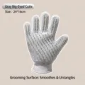Grauer Fellpflegehandschuh für Katzen, Enthaarung und Massage, 24x16cm - Grau Große Augen (16x24cm) / Grau Einseitig