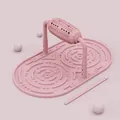 Rosa Silikon-Puzzle-Spielzeug für Hunde und Katzen mit Roller für langsames Fressen - Basis-Pad-Set / Kirschblütenrosa