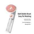 Weiße und rosa Haustier-Massage-Badebürste mit Shampoospender für Katzen und Hunde - Seifenblasen Badebürste / Rosa