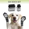 6er-Pack rutschfeste Hundesocken mit verstellbaren Riemen für große Hunde - XS / 6 Stück/Packung / Graue hohle Pfote