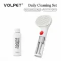 Pet waterless cleaning kit with 80ml mousse shampoo and grooming brush for cats and dogs. - Gen 2 Cleaning Brush White/Red (With 1 Mousse)