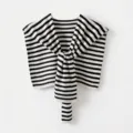 Elegante chal de punto a rayas blancas y negras para capas de verano para mujeres - 145cm / Blanco Negro