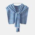 Chal de punto a rayas azules y blancas para mujer, ideal para combinar con diferentes atuendos - 145cm / Azul