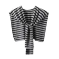 Chal de punto fino a rayas negro y gris para mujer, capita ligera para aire acondicionado - 145cm / Gris oscuro