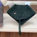 Dark green multi-functional knitted triangular scarf headscarf for cozy winter warmth - 65cm / Dark Green