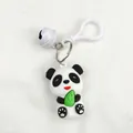 Cute cartoon panda keychain made of soft PVC material for backpack charm decoration - Lobster Clasp (White Bell)