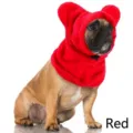 Rote Polar-Fleece-Haustierkapuze mit Ohren für mittlere Hunde - S / Fledermaus Hut / Rot