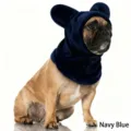 Dunkelblaue Hundehaube aus Fleece mit niedlichen Ohren für warmen Winterschutz Haustier - S / Fledermaus Hut / Marineblau