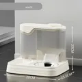 Automatischer cremeweißer Tierfutterautomat mit Edelstahlnapf und Abmessungen - Weißer Mechanischer Stil (Ohne Napf)
