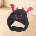 Chapeau de costume d'Halloween pour animaux de compagnie avec ailes de chauve-souris rouges - Taille unique / Chapeau Chauve-souris Noir