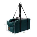 Green fabric car console pet carrier bag for small dogs with 42x20x22cm dimensions - Blue with Mesh Handle Bag / 42x20x22cm