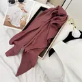 Elegant dark pink crinkled cotton feel square scarf with natural texture details. - 90cm / Rouge Red