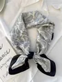 Elegant black and white paisley printed silk scarf neckerchief for professional shirt styling - 70cm / Aesthetic Tal - White
