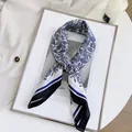 Elegant navy blue paisley silk scarf presented on a stylish framed background - Blue Willow Aesthetic