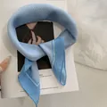 Chic blue gingham checkered bandana hair accessory and breathable small square scarf - 58x58cm / Blue Small Plaid