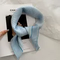 Light blue striped square headscarf for women, stylish and very breathable fabric - 58x58cm / Blue Stripe