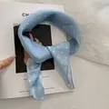Elegant blue polka dot square headscarf for women, spring and summer hair band style - 58x58cm / Blue Polka Dot