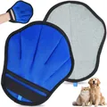 Gant de brossage bleu et gris à double face pour éliminer les poils de chats et chiens - Bleu