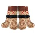 Rutschfeste, atmungsaktive Hundesocken mit verstellbaren Riemen für große Rassen - XS / 4 Stück/Packung / Beige Diamant
