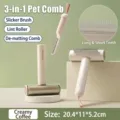 3-in-1 pet hair remover and grooming comb set in creamy beige finish - Pet Grooming Comb / 3-In-1 Creamy Curry Long Short Tooth Comb