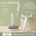 Multifunctional 3-in-1 pet hair remover and grooming tool in moonlight white finish - Pet Grooming Comb / 3-In-1 Moonlight White Long Short Tooth Comb