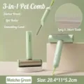Professional 3-in-1 pet hair remover and grooming comb tool set in matcha green color - Pet Grooming Comb / 3-In-1 Matcha Green Long Short Tooth Comb