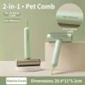 Removedor de pelo para mascotas 2 en 1 multifuncional y cepillo de aseo verde matcha - Peine de Aseo para Mascotas / 2-En-1 Verde Matcha Peine de Dientes Finos
