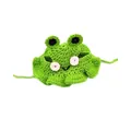 Süßer handgemachter grüner gehäkelter Frosch Haustier Latz Schal Zubehör für Hunde und Katzen - Cartoon Frosch Hut / Größe M (Passend für 5-13 Catties) / Grün