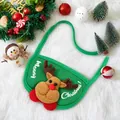 Weihnachtliches Haustier-Lätzchen mit Plüsch-Rentier-Design und festlichem Aufdruck - Grünes Lätzchen Rentier-Stil (Bis 15 lbs)