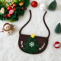 Brauner Weihnachtshunde-Latz mit Glitzerbaum-Design und dem Text Merry Christmas für Haustiere - Weihnachtsbaum-Stil Lätzchen / Passend für Haustiere bis 7,5 kg / Braun