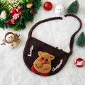 Festliches 3D-Rentier-Weihnachtslätzchen für Tiere auf weißem Plüschgrund mit Deko - Rentier-Stil Lätzchen / Passend für Haustiere bis 7,5 kg / Braun