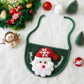 Grünes Weihnachts-Haustier-Lätzchen mit Weihnachtsmann-Applikation und Text - Weihnachtsmann-Stil Lätzchen / Passend für Haustiere bis 7,5 kg / Grün