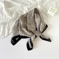 Elegant beige and black paisley pattern silk square scarf with decorative border - Champagne Off-White Paisley