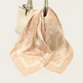 Elegant champagne satin square scarf with paisley print silk-like decorative shawl - Paisley Pattern (90SD-25#) / 90x90cm / Champagne