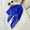 Cobalt blue pleated scarf with white contrast edging for neck protection and styling - 60CM / Sapphire Blue