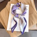 Elegant taro purple floral print silk square scarf for women stylish neckerchief - Iris Square Scarf / Lavender (Iris Print)